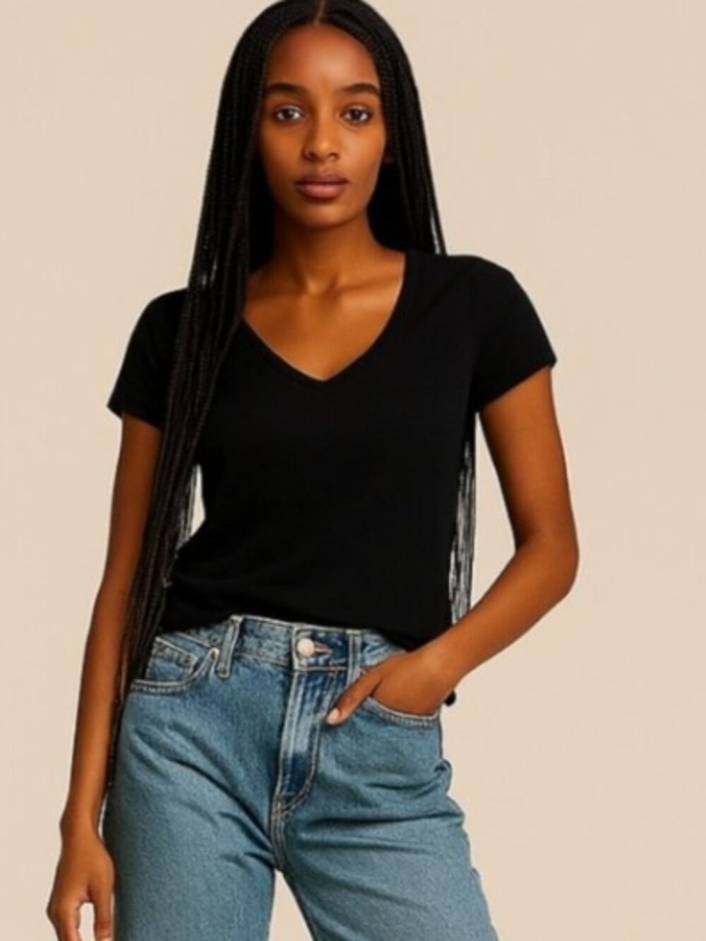 Mott & Bow Marcy Tee Women's V-Neck Navy Blue T-Shirt Size XL Classic Basic